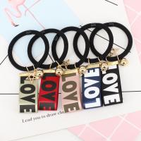 Ponytail Holder, nylon elastic cord, with Satin Ribbon & Zinc Alloy, with letter pattern 