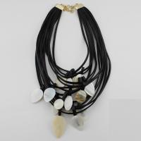 Shell Necklace, PU Leather, with Shell, iron lobster clasp, for woman & multi-strand 420mm Approx 16.5 Inch 