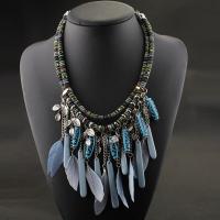 Zinc Alloy Necklace, with Waxed Linen Cord & Feather, plated, for woman lead & cadmium free, 500mm Approx 19.5 Inch 