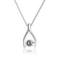 Cubic Zirconia Sterling Silver Pendants, 925 Sterling Silver, Antlers, platinum plated, hypo allergic & for woman & with cubic zirconia Approx 2-3mm 