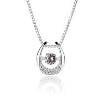 Cubic Zirconia Sterling Silver Pendants, 925 Sterling Silver, platinum plated, hypo allergic & for woman & with cubic zirconia Approx 2-3mm 