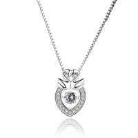 Cubic Zirconia Sterling Silver Pendants, 925 Sterling Silver, Swan, platinum plated, hypo allergic & for woman & with cubic zirconia Approx 2-3mm 