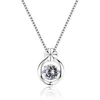 Cubic Zirconia Sterling Silver Pendants, 925 Sterling Silver, Four Leaf Clover, platinum plated, hypo allergic & for woman & with cubic zirconia Approx 2-3mm 
