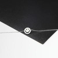 925 Sterling Silver Anklet, with 1.18Inch extender chain, Smiling Face, hypo allergic & oval chain & for woman Approx 7.67 Inch 