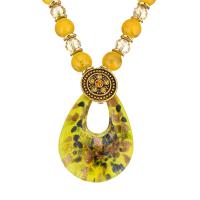 Crystal Sweater Chain Necklace, Lampwork, with Dyed Jade & Crystal & Stainless Steel, Teardrop, gold color plated, for woman & faceted & with rhinestone & blacken 8mm Approx 28 Inch 