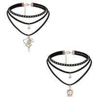 Velveteen Cord Choker Necklace, with Felt & for woman &  & with rhinestone, 300mm Approx 11 Inch 