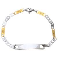 Two Tone Stainless Steel Bracelets, word love, plated, for woman  Approx 7 Inch 