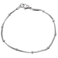 Stainless Steel Chain Bracelets, box chain & for woman, original color, 2mm, 1mm Approx 7 Inch 