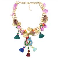Fashion Statement Necklace, Zinc Alloy, with Cloth & Nylon Cord & Synthetic Turquoise & Resin, with 1.6lnch extender chain, plated, for woman, 80mm Approx 19.3 Inch 
