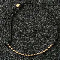 Stainless Steel Chain Bracelets, with Nylon Cord, real gold plated, adjustable & for woman, 2mm Approx 9.4 Inch 