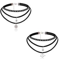 Velveteen Cord Choker Necklace, Infinity & for woman &  & with rhinestone, black, 280mm Approx 11 Inch 