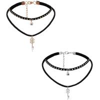 Velveteen Cord Choker Necklace, Infinity, double link chain & for woman & with rhinestone 310mm Approx 11 Inch 