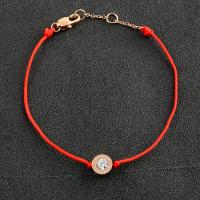 Stainless Steel Chain Bracelets, with Nylon Cord, real rose gold plated, for woman & with rhinestone, 8mm Approx 8.46 Inch 