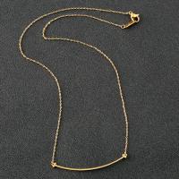 Collar de Acero Inoxidable, Cuadrado, chapado en oro real, cadena oval & para mujer, 52x4mm, longitud:aproximado 16.53 Inch, Vendido por Sarta