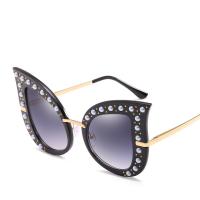 Fashion Sunglasses, Zinc Alloy, with ABS Plastic Pearl & PC plastic lens, gold color plated, anti ultraviolet & for woman lead & cadmium free 