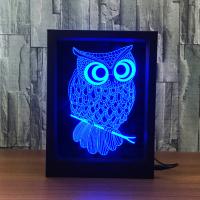 LED Colorful Night Lamp, Acrylic, Owl, with USB interface & with LED light & change color automaticly 