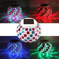 Glass Night Light, Round, with LED light & solar powered 