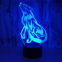 LED Colorful Night Lamp, Acrylic, with ABS Plastic, Wolf, with USB interface & with LED light & change color automaticly 