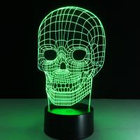 LED Colorful Night Lamp, Acrylic, with ABS Plastic, Skull, with USB interface & with LED light & change color automaticly 