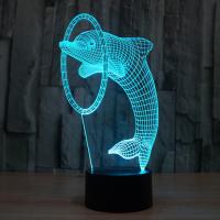 LED Colorful Night Lamp, Acrylic, with ABS Plastic, Dolphin, with USB interface & with LED light & change color automaticly 