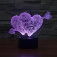 LED Colorful Night Lamp, Acrylic, with ABS Plastic, Heart, with USB interface & with LED light & change color automaticly 