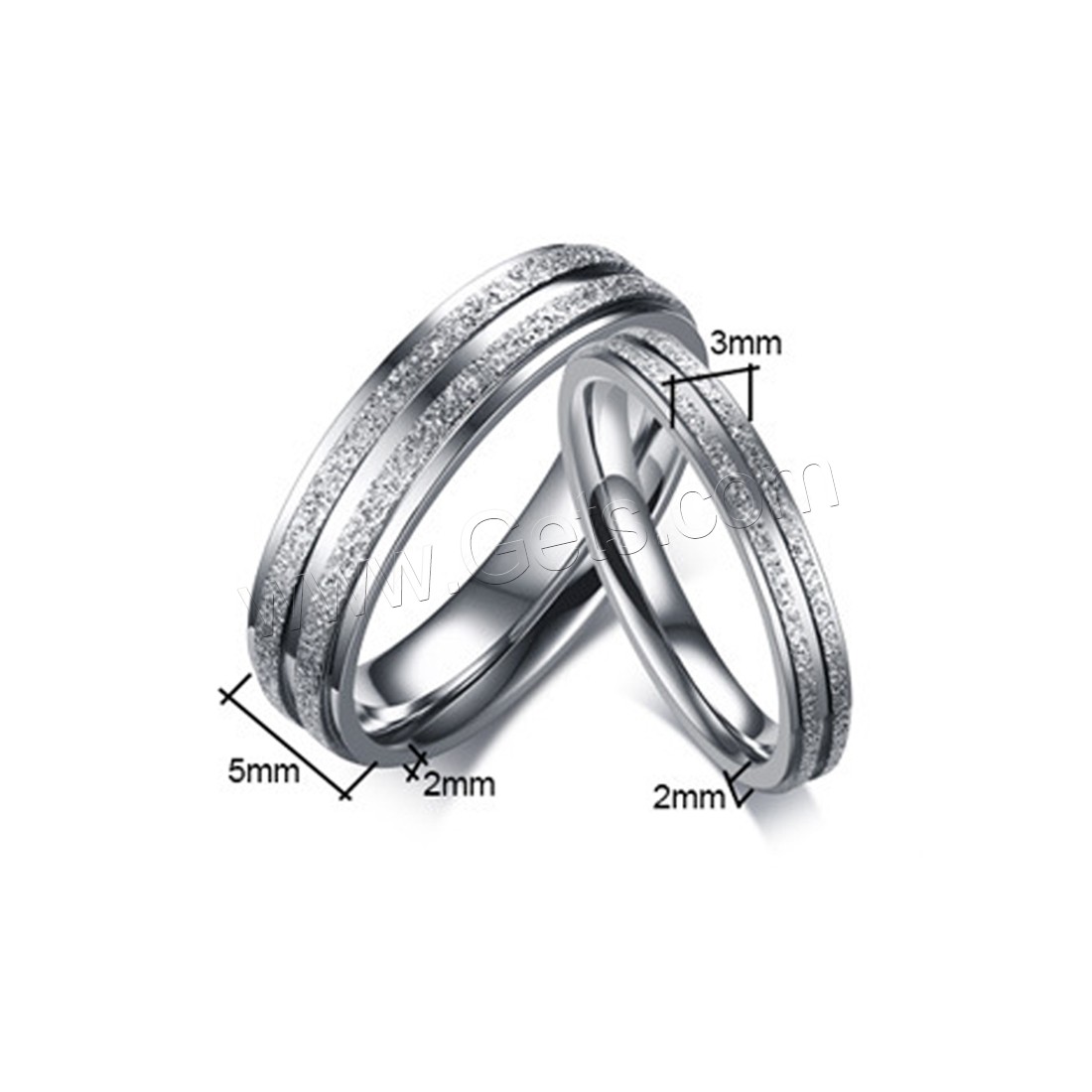 Stainless Steel Couple Ring, different size for choice, original color, 5x2mm, 3x2mm, Sold By PC