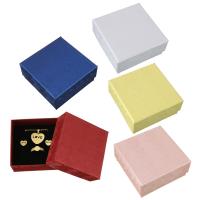 Cajas de Cartón para Set Joyería, Papel, anillo de dedo & pendiente & collar, con Esponja, Cuadrado, más colores para la opción, 75x75x34mm, Vendido por UD