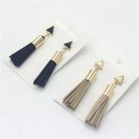 Zinc Alloy Tassel Earring, with plastic earnut & Velveteen Cord, stainless steel post pin, gold color plated lead & cadmium free, 70mm 