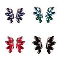 Zinc Alloy Stud Earring, with Crystal, brass post pin, gold color plated, for woman & faceted & with rhinestone 