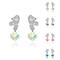 CRYSTALLIZED™ Elements Crystal Drop Earring, Brass, with CRYSTALLIZED™, Butterfly, platinum plated, for woman & faceted nickel, lead & cadmium free 