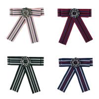 Cloth Brooch, Satin Ribbon, with Zinc Alloy, plated, for woman & with rhinestone 