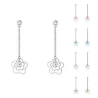 CRYSTALLIZED™ Elements Crystal Drop Earring, Brass, with CRYSTALLIZED™, Flower, platinum plated, for woman & faceted nickel, lead & cadmium free 
