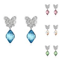 CRYSTALLIZED™ Elements Crystal Drop Earring, Brass, with CRYSTALLIZED™, Butterfly, platinum plated, for woman & faceted nickel, lead & cadmium free 