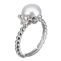 Kultivierten Süßwasser Perle Ring, 925 Sterling Silber, mit Natürliche kultivierte Süßwasserperlen, für Frau, 12x10mm, Größe:6, verkauft von PC