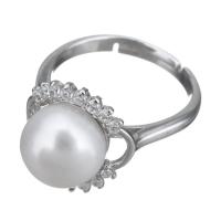 Kultivierten Süßwasser Perle Ring, 925 Sterling Silber, mit Natürliche kultivierte Süßwasserperlen, Micro pave Zirkonia & für Frau, 14x13mm, Größe:5.5, verkauft von PC