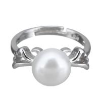 Cultured Freshwater Pearl Finger Ring, 925 Sterling Silver, with Freshwater Pearl, for woman, 9mm, US Ring 