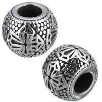 Stainless Steel Large Hole Beads, Drum, blacken Approx 5.5mm 