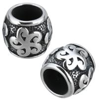 Stainless Steel Large Hole Beads, Drum, blacken Approx 8mm 