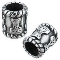Stainless Steel Large Hole Beads, Column, blacken Approx 8mm 