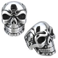 Stainless Steel Large Hole Beads, Skull, blacken Approx 8mm 