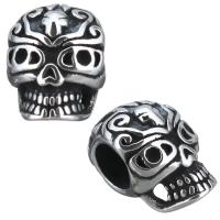 Stainless Steel Large Hole Beads, Skull, blacken Approx 4mm 