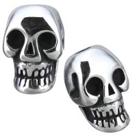 Stainless Steel Beads Setting, Skull, blacken Approx 5mm, 3.5mm, Inner Approx 3mm 