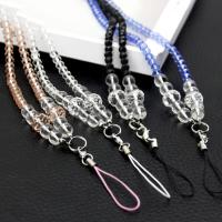 Fashion Mobile Phone Lanyard, Crystal, with Nylon Cord & Zinc Alloy, silver color plated, faceted Approx 15.7 Inch 