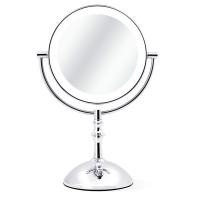 Brass Cosmetic Mirror, with Glass, platinum plated, with LED light & rotatable & double-sided 