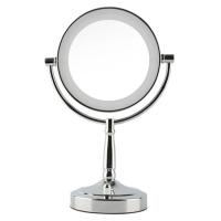 Zinc Alloy Cosmetic Mirror, with Glass, platinum color plated, with LED light & rotatable & multifunctional & double-sided 