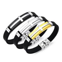 Men Bracelet, Titanium Steel, with Silicone, plated, Corrosion-Resistant & for man 10mm Approx 8 Inch 
