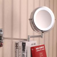 Iron Cosmetic Mirror, Stainless Steel, with Glass, with LED light & rotatable & retractable & double-sided, original color, 170mm 