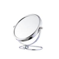 Iron Cosmetic Mirror, Stainless Steel, with Glass, rotatable & double-sided, original color 
