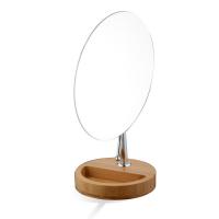 Iron Cosmetic Mirror, with Glass & Wood, rotatable & double-sided 