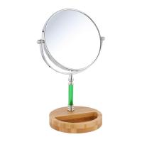 Iron Cosmetic Mirror, with Glass & Wood, rotatable & double-sided 